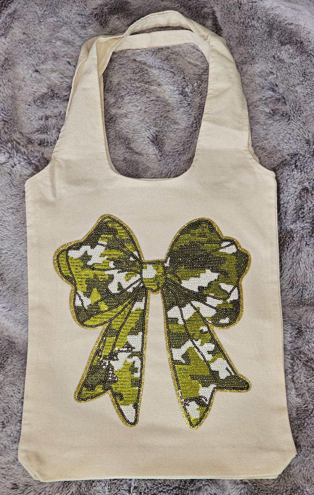 Camo Bow Canvas Tote Bag