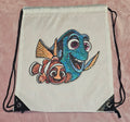 Blue Tang Fish Sequin Drawstring Bag